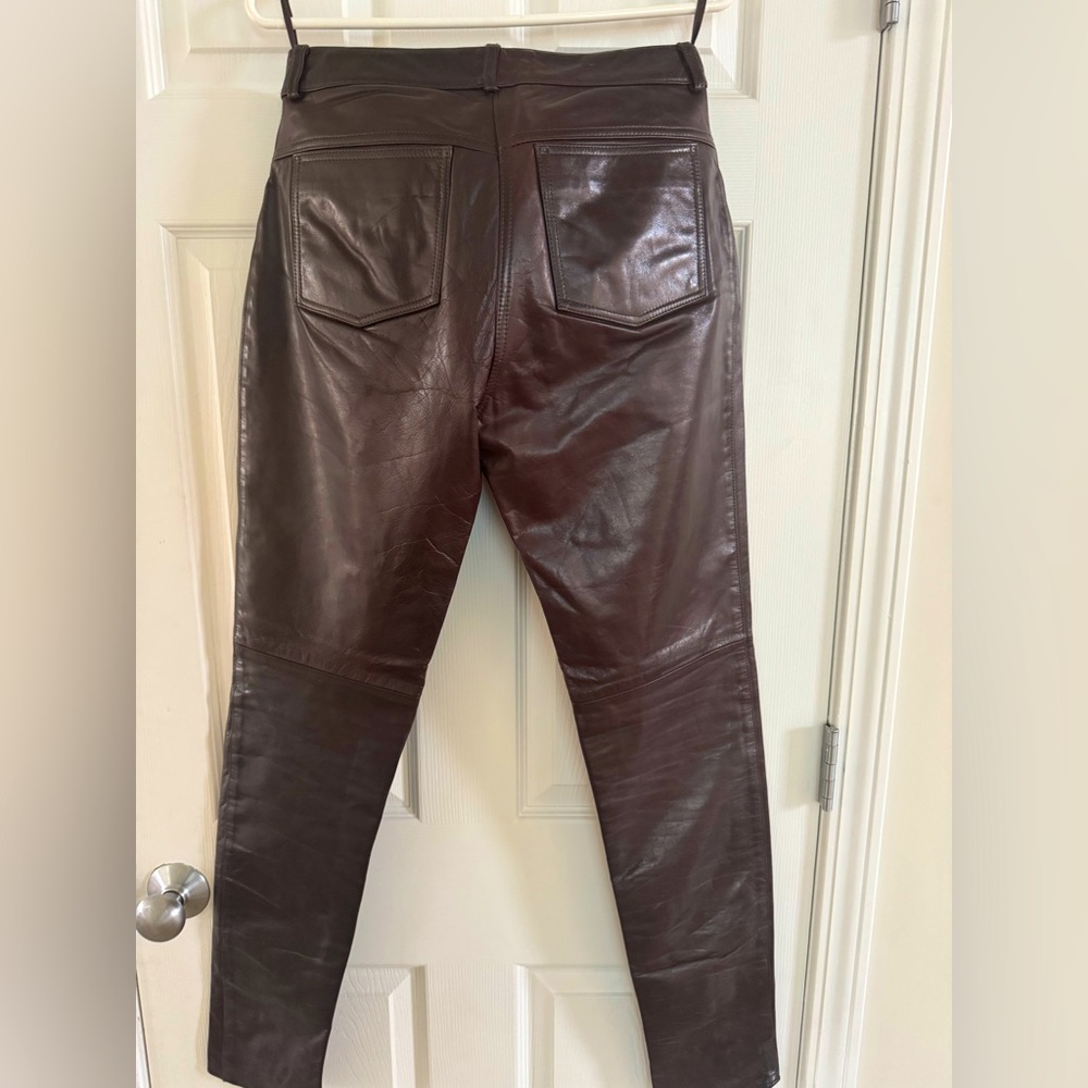 North Beach Michael Hoban Brown Shiny Leather Pants Y2K Women’s Size 6